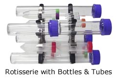 Rotisserie with bottles and tubes
